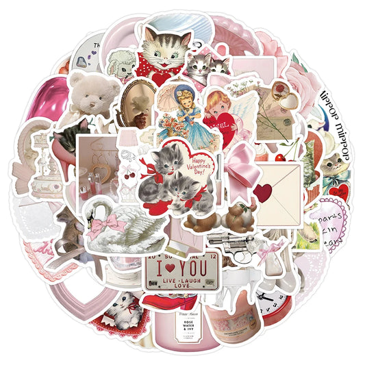 Cute Cartoon Cat Stickers 10/30/60pcs - Animal Decals for Notebook, Phone, Suitcase, Fridge, Guitar
