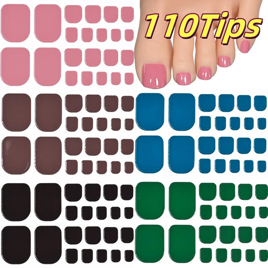 Waterproof Solid Color Toenail Stickers - 5 Sheets