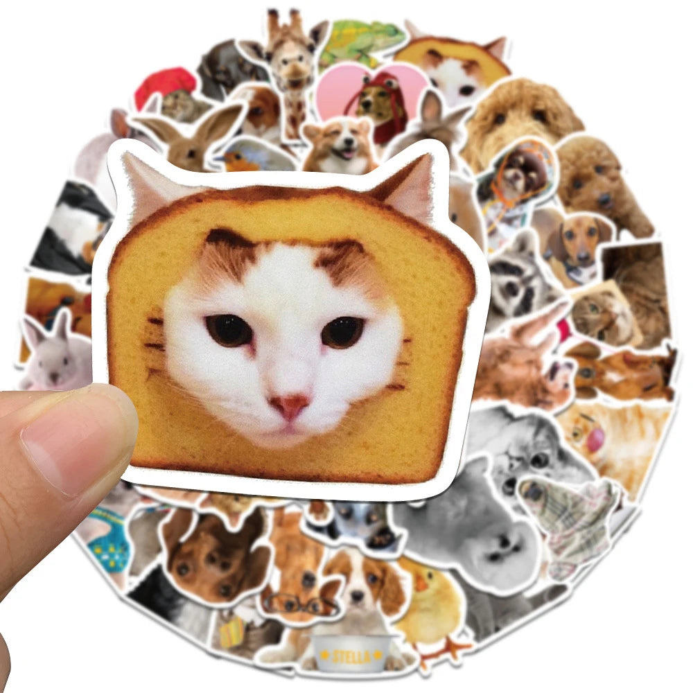 10/30/52pcs Cute Dog Cats Animal Graffiti Stickers Cartoon Decals Scrapbook Laptop Phone Luggage Car Funny Meme Sticker Kids Toy