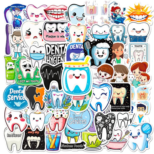 Cute Dentist Tooth Cartoon Stickers for Kids - 10/30/50pcs Laptop Notebook Suitcase Decoration