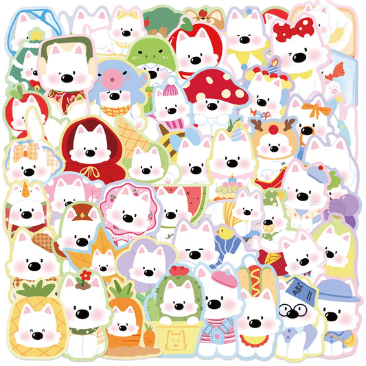 West Highland White Terrier Cartoon Dog Stickers - Cute Kawaii Decals for Fridge, Luggage, Laptop
