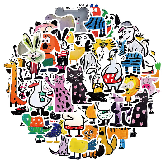 Cartoon Animal Stickers 10/30/50Pcs for Laptop, Snowboard, Luggage, Car, Fridge, DIY Vinyl