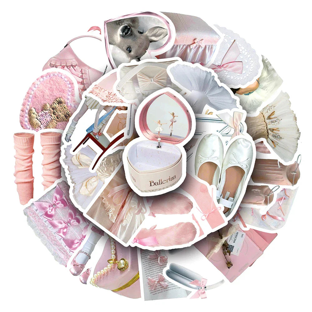 Pink Ballerina Girl Stickers Set - Waterproof Decals for Car, Motorcycle, Travel, Guitar, Fridge