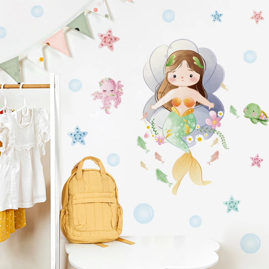 Mermaid Wall Sticker Kids Room Decoration Bedroom Nursery DIY Wallpaper