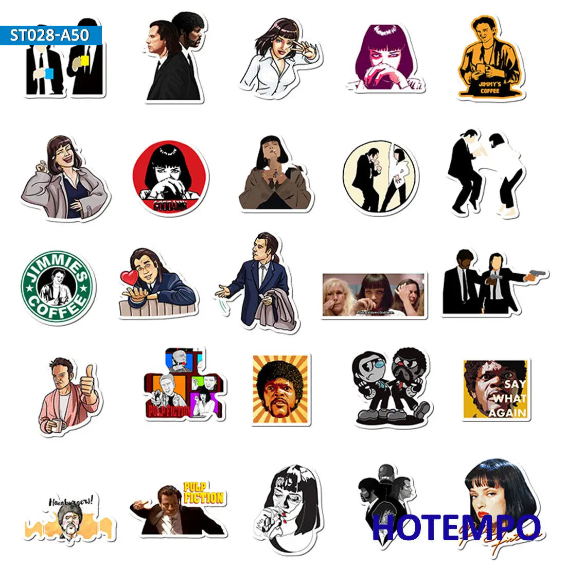 50pcs Classic Movie Pulp Fiction Sticker Pack