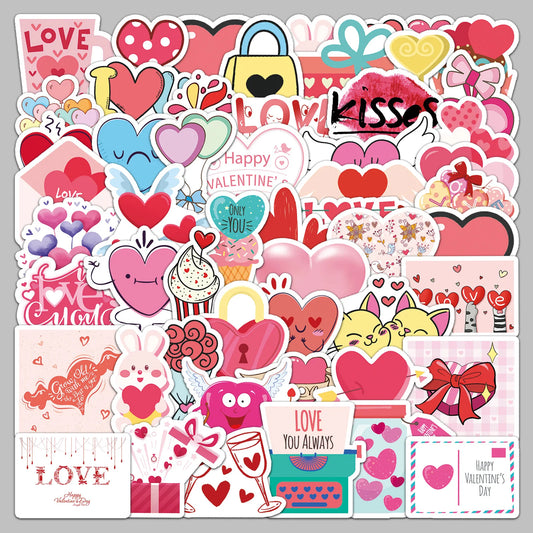 50pcs Romantic Love Couple Graffiti Stickers for Helmet, Wall, DIY Decor