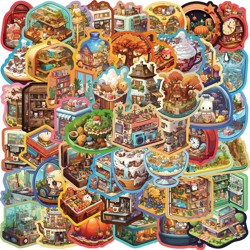 3D Cartoon Graffiti Stickers - 10/30/50pcs Aesthetic Decals for Kids Toys, Fridge, Phone, Suitcase