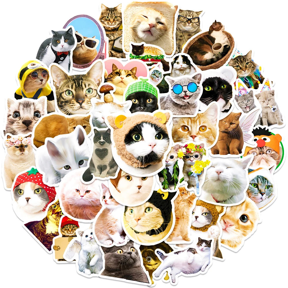 10/30/50PCS Cute Cat Cartoon Stickers Toys Graffiti Decoration Kids DIY Phone Notebook Laptop Fridge Car Funny Decals Waterproof