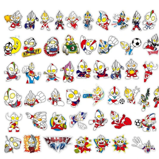 50pcs Ultraman Anime Stickers for Laptop, Phone, Car, Scooter, Suitcase, Water Bottle, Stationery, Refrigerator