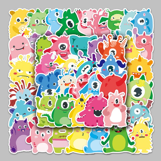 50pcs Cartoon Monster Graffiti Stickers for Helmet, Wall, DIY Decoration Wholesale