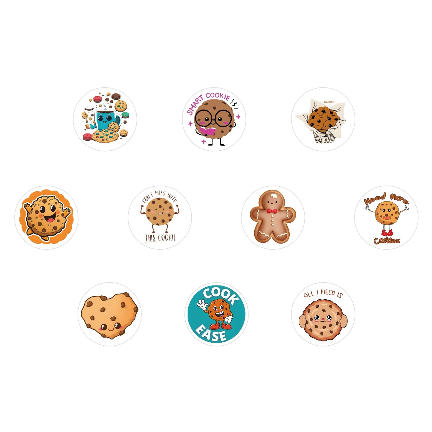 100-500pcs Cartoon Cookies Stickers for Yummy Dessert Sticker for Stationery Scrapbook Phone Art Bakery Sealed Label Decal