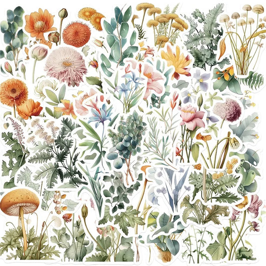 Watercolor Flower Stickers 10/30/50PCS Scrapbooking Supplies
