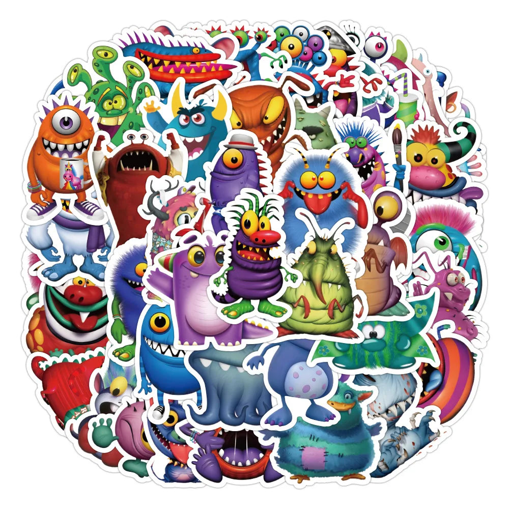 10/50Pcs Little Monster Stickers For Notebooks Stationery Kscraft Vintage Cute Sticker Craft Supplies Scrapbooking Material