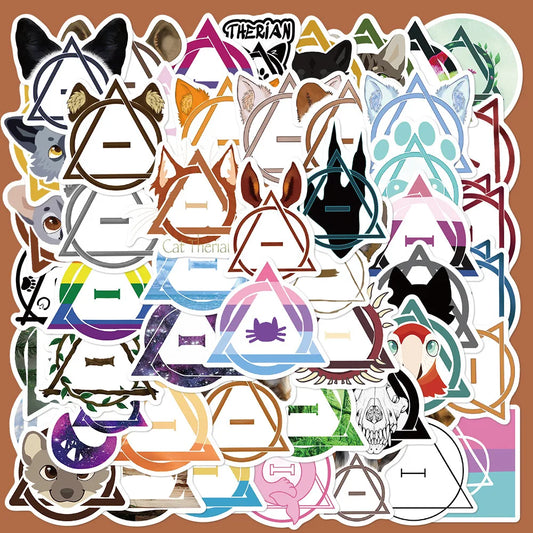 50pcs Cartoon Therian Graffiti Stickers for Helmet, Wall, DIY Decoration