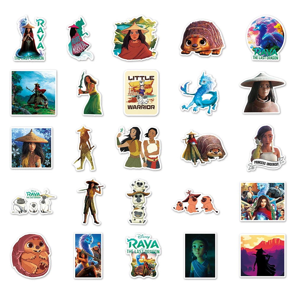 10/30/50pcs Disney Cartoon Raya and The Last Dragon Anime Stickers Decals Laptop Phone Skateboard Car Waterproof Sticker Kid Toy