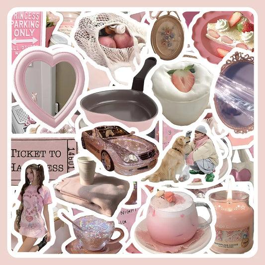 Pink Cartoon Stickers Aesthetic Graffiti Scrapbook Laptop Phone Wall Decal 10/30/60pcs