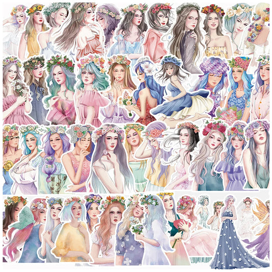 Cartoon Girl Aesthetic Stickers for Laptop, Phone, Suitcase, Scrapbook - 10/30/50pcs