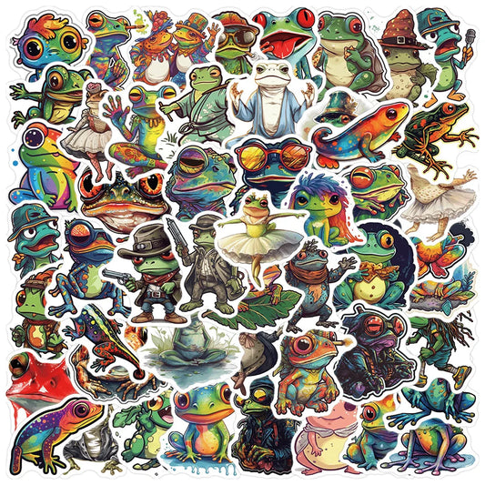 50pcs Psychedelic Frog Stickers For Guitar Laptop Helmet Scrapbook Suitcase Stationery Phone Vintage Sticker Craft Supplies