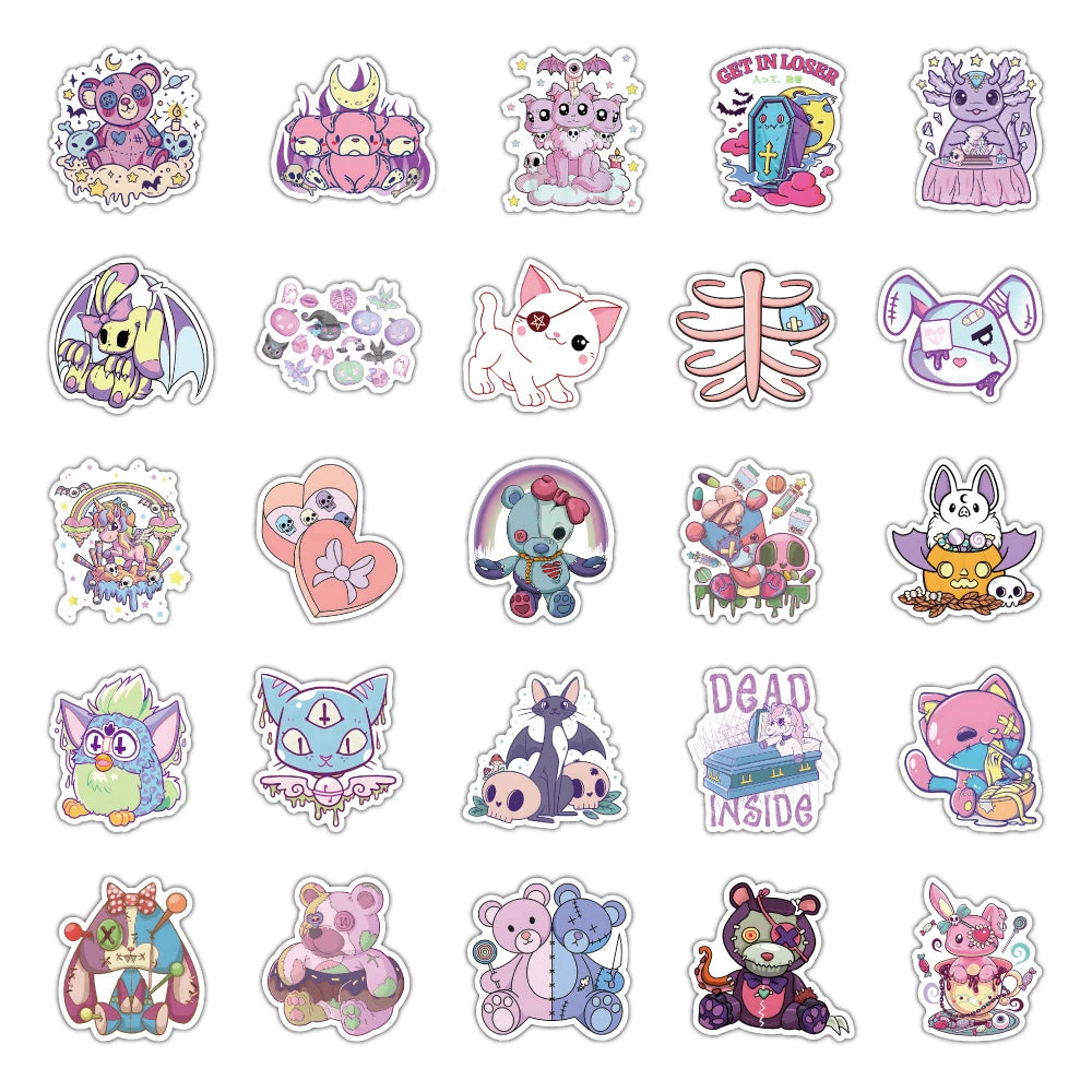 10/30/50/100PCS Cute Horror Cartoon Stickers Graffiti Halloween Decoration Kids Toy DIY Phone Luggage Suitcase Motorcycle Decals