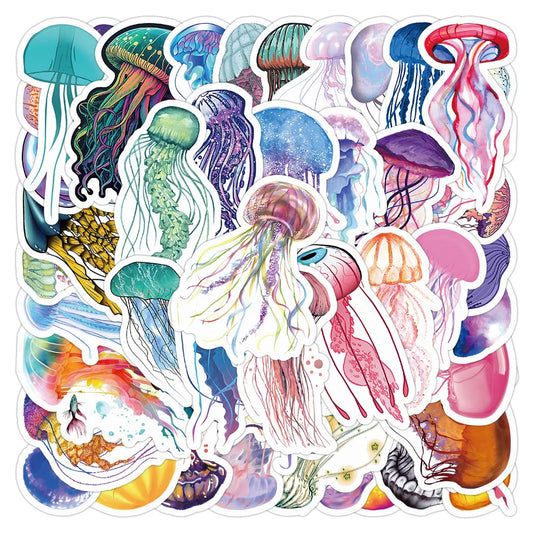 Colorful Jellyfish Stickers for Phone Laptop Luggage Skateboard Kids Gift