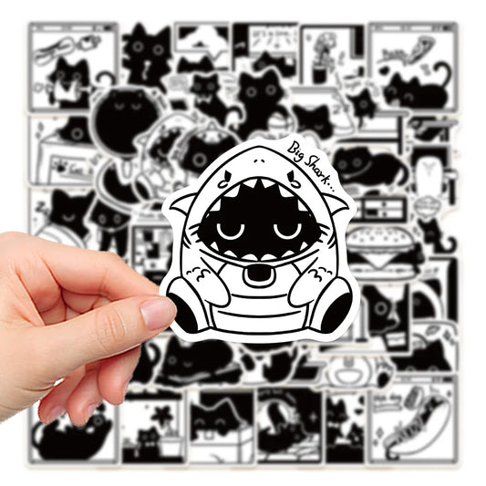 Black Cat Stickers for Phone Laptop Luggage Skateboard - 10/30/50PCS