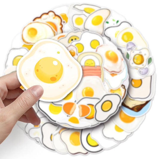 Egg Cartoon Stickers - Cute Yolk Decals for Luggage, Laptop, Car, Bike, Skateboard