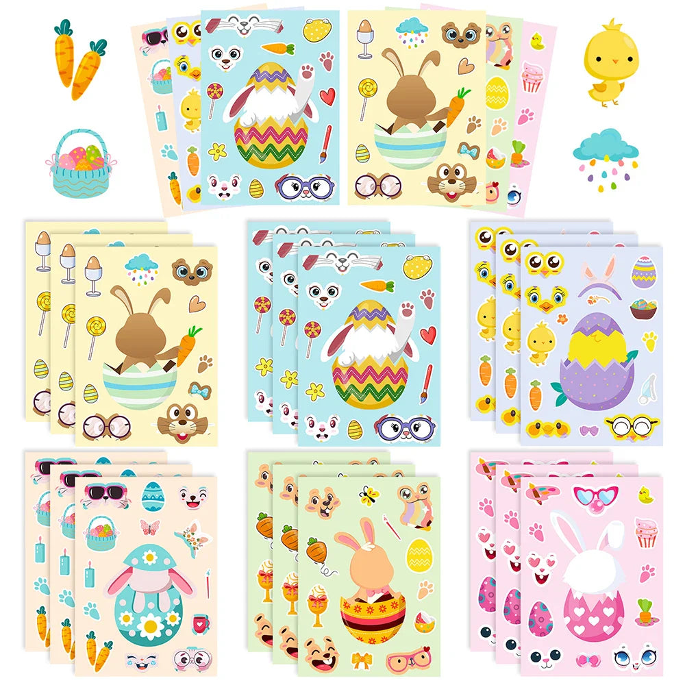 Easter Rabbit Puzzle Stickers DIY Jigsaw Toys for Kids Party Decoration