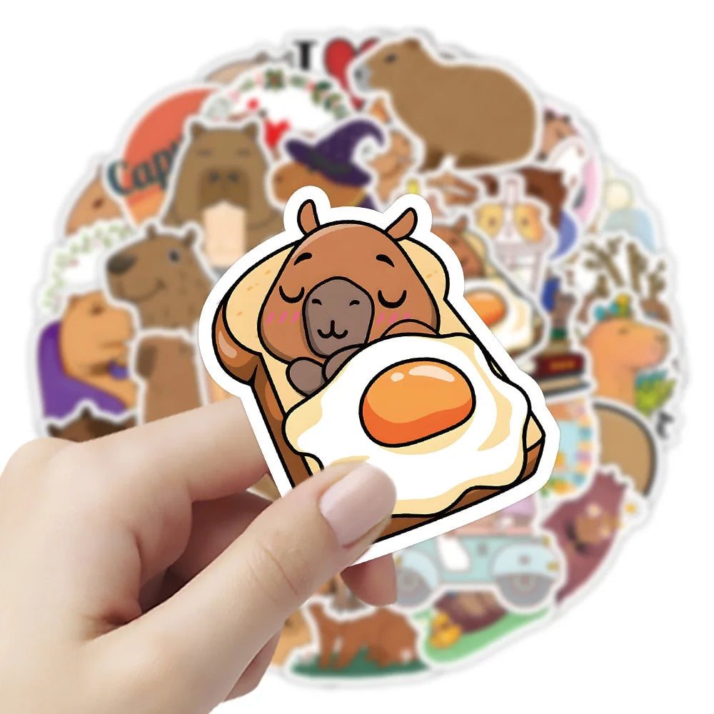 10/30/55PCS Cute Capybara Animals Stickers Cartoon Decals Toys DIY Scrapbook Laptop Luggage Phone Guitar Bike Kids Sticker Toys