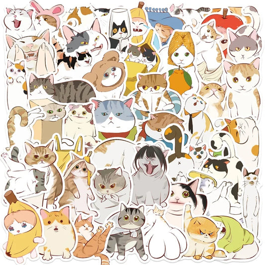Kawaii Cat PVC Stickers 10/30/50PCS Scrapbooking Supplies