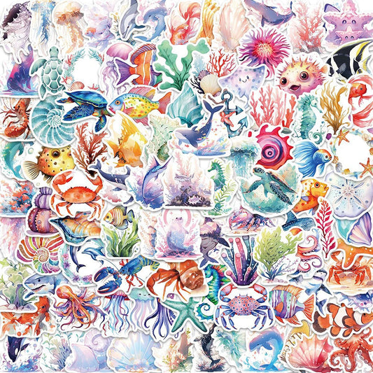 Cute Sea Animal Stickers Pack - Ocean Decals for Laptop, Phone, Fridge, Diary