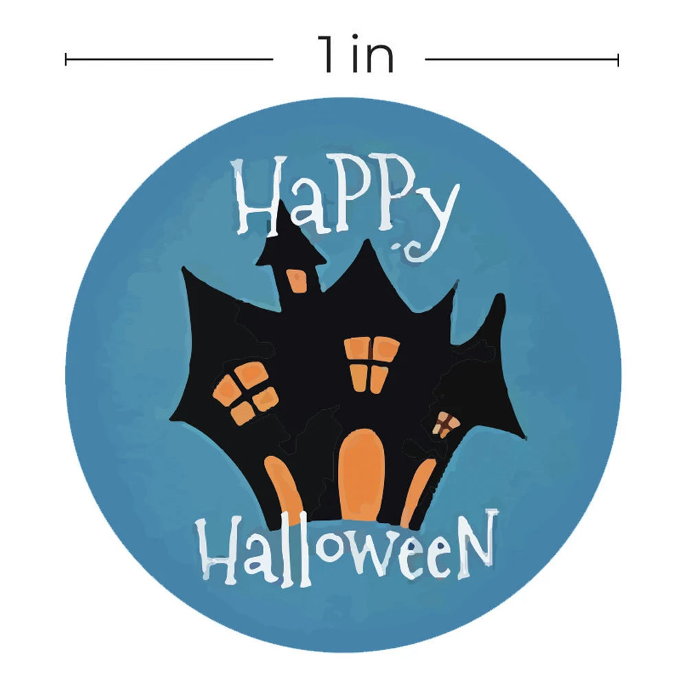 100-500pcs Halloween Pumpkin Witch Self Adhesive Paper Stickers Candy Bags Box Gift Packaging Sealing Sticker Labels