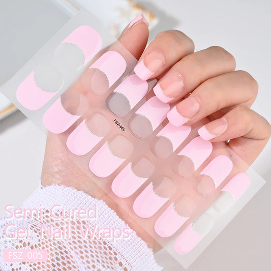 Nude Pink Gel Nail Stickers - Waterproof, Long-Lasting