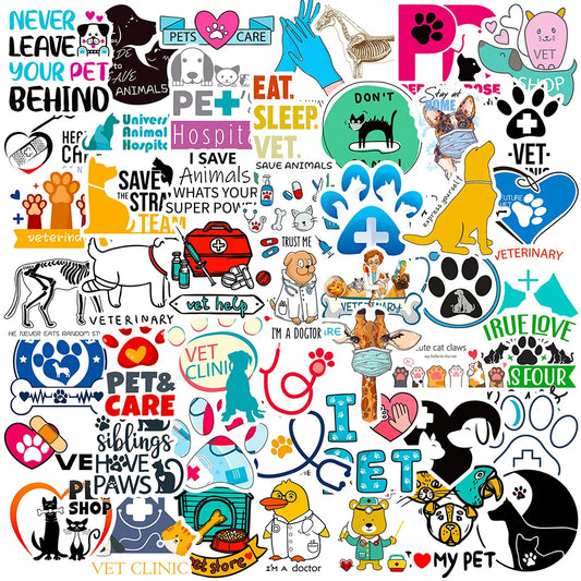 Cartoon Animal Stickers Pack - Cute, Funny Decals for Kids, DIY, Fridge, Luggage, Skateboard, Car