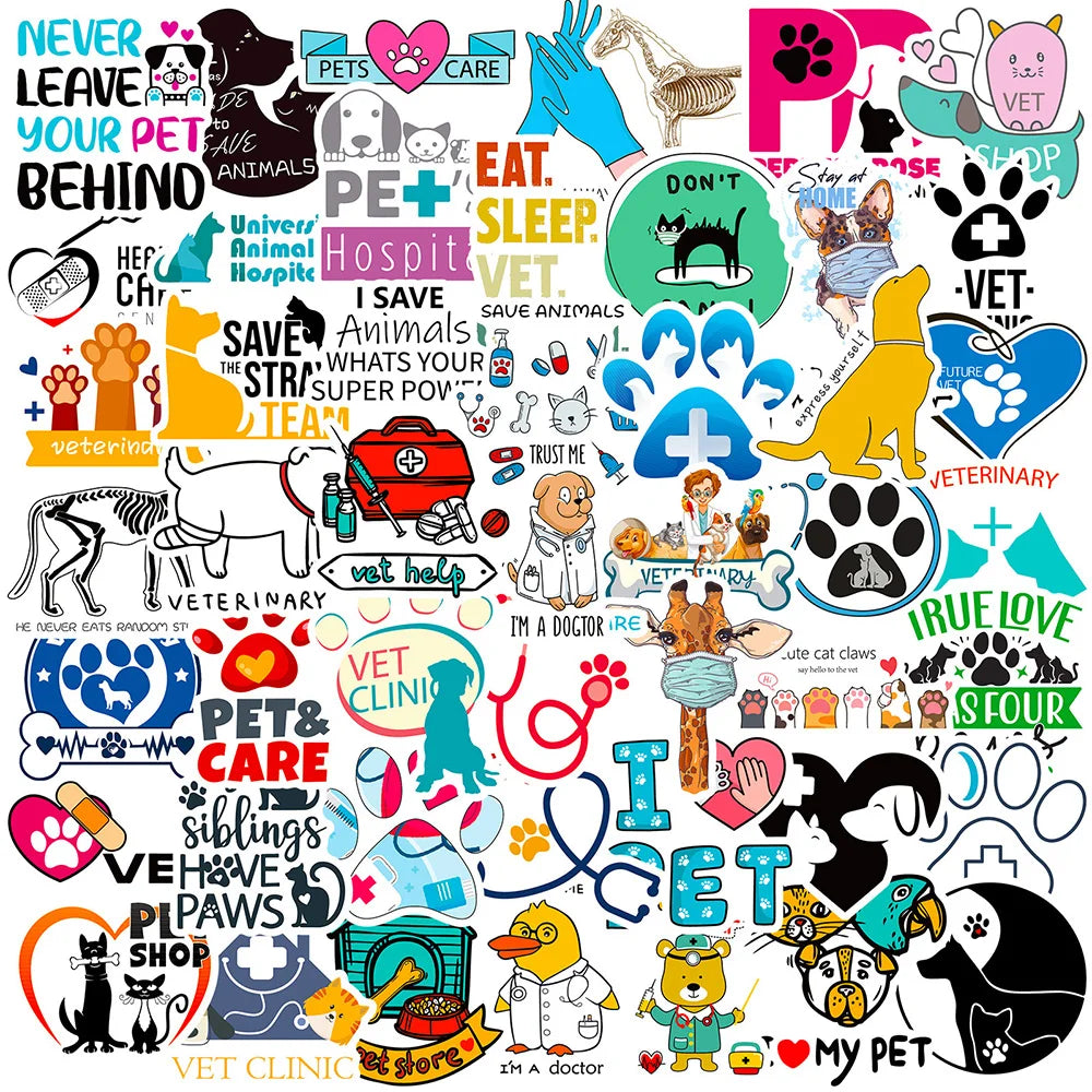 Cartoon Animal Stickers Pack - Cute, Funny Decals for Kids, DIY, Fridge, Luggage, Skateboard, Car