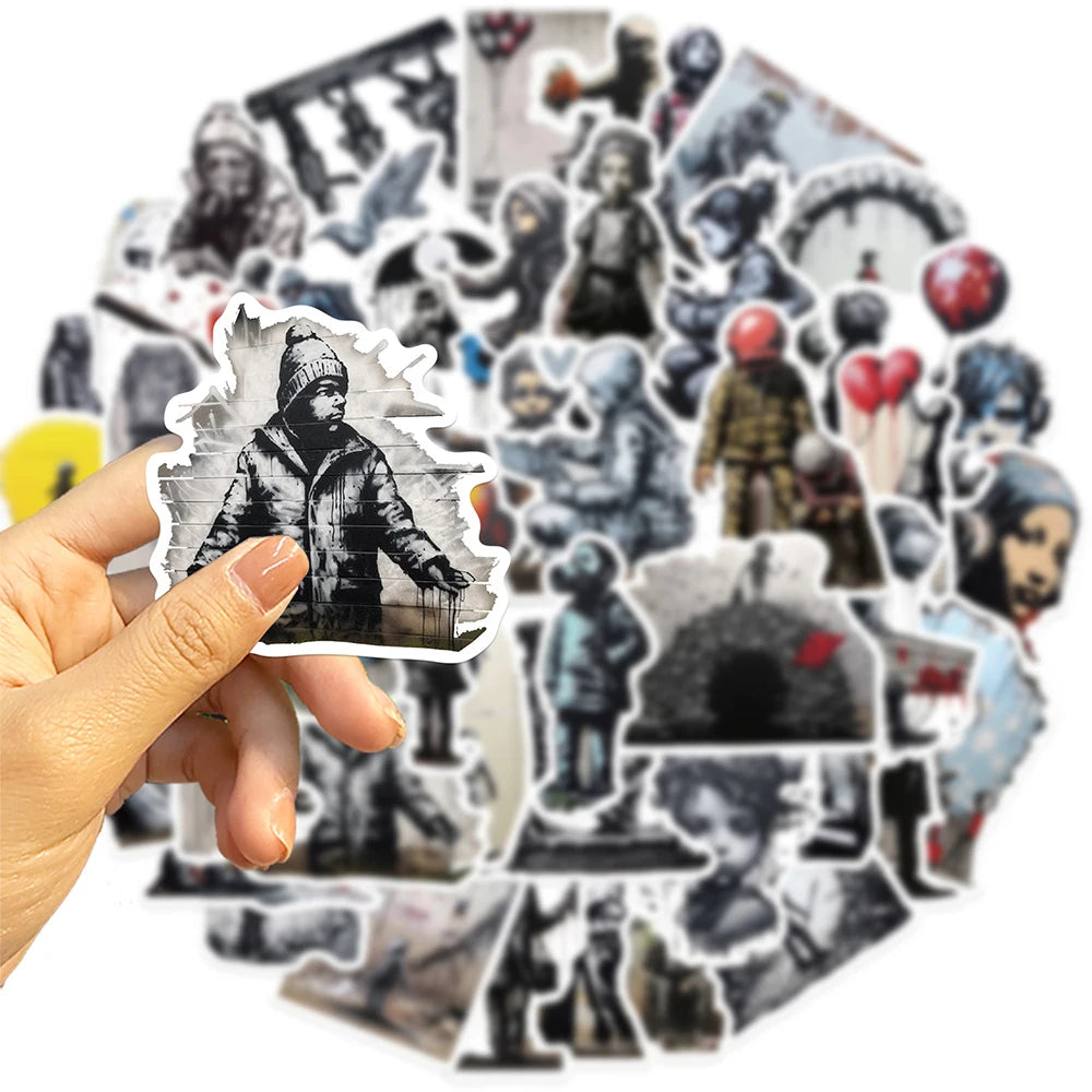 10/30/50pcs Cool Banksy Street Art Graffiti Stickers Cartoon Decals Laptop Scrapbook Phone Suitcase Car Waterproof Sticker Toys