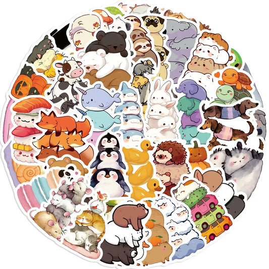 Animal Stickers Cartoon Decals for Kids Scrapbook Laptop Phone Car Bike Skateboard