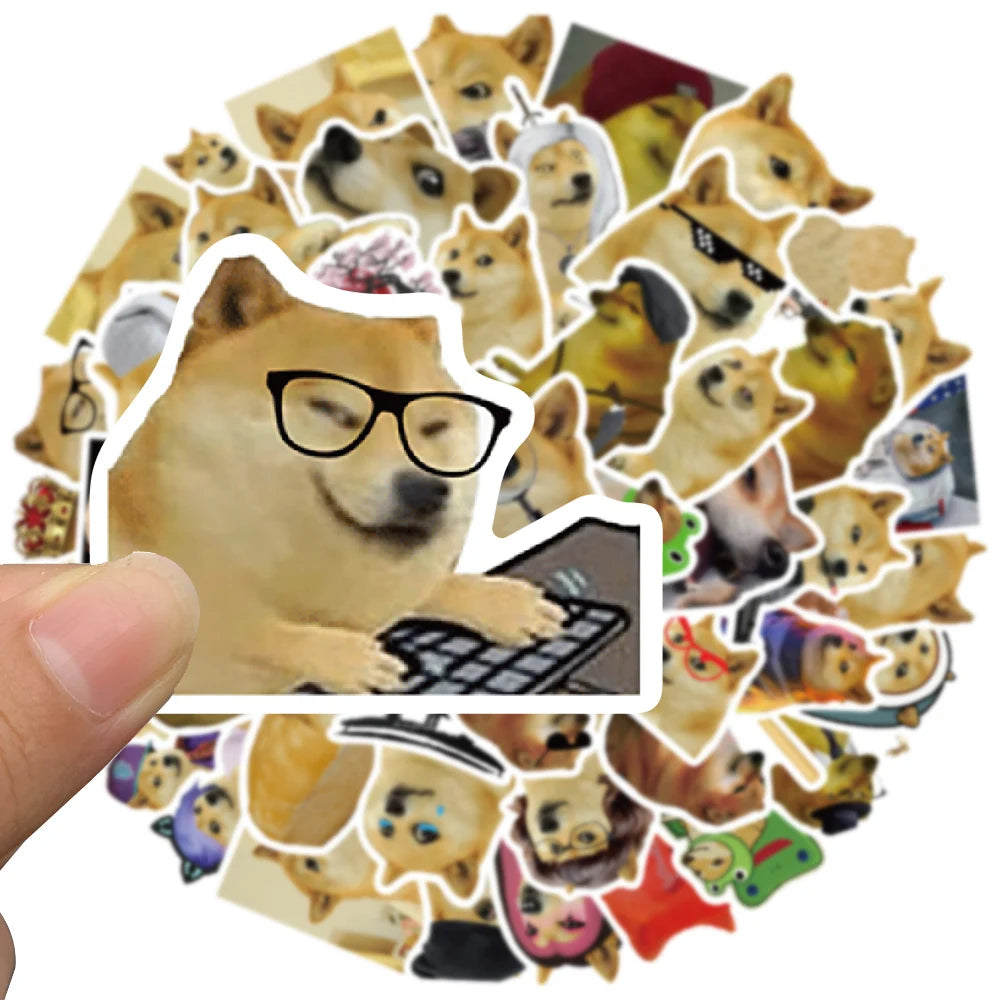 50pcs Funny Spoof Dogs Meme Sticker For Laptop Water Bottle Phone Kids Toy Waterproof Graffiti Bicycle Car Decals