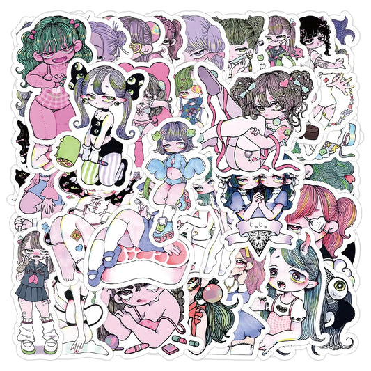 Cartoon Sexy Graffiti Stickers - Waterproof DIY Laptop Phone Helmet Decor (10/30/50pcs)