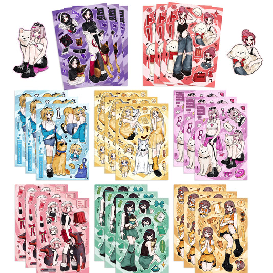 Dog & Girl Puzzle Stickers - 8/16/32pcs Kids DIY Toys
