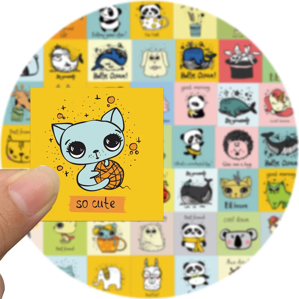 10/25/60PCS Happy Animal Graffiti Sticker Kid Toy Decor Laptop Luggage Phone Rfrigerator Gitar Helmet Waterproof Toy Gift Decal