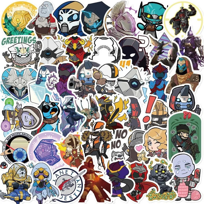 50pcs Destiny 2 Stickers for Luggage, Car, Water Bottle, Laptop, Phone, Refrigerator