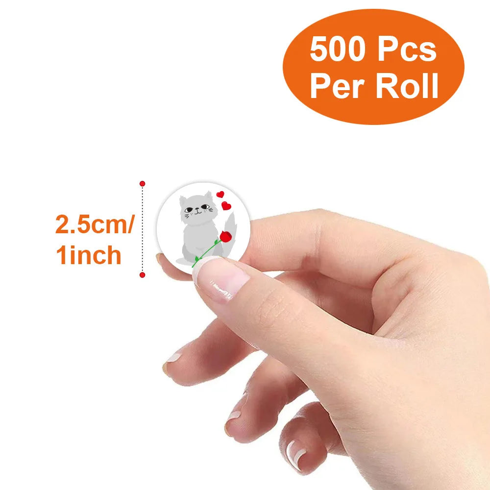 100-500 Pcs 1inch Animal Pet Cat Dog Stickers Roll for Envelope Praise Reward Student Label Stationery Seal Lable Child Toy Gift