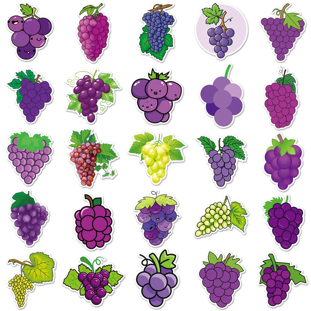 10/50PCS Green Grape Fruit Sticker DIY Phone Laptop Luggage Skateboard Graffiti Decals Fun for Kid Toys