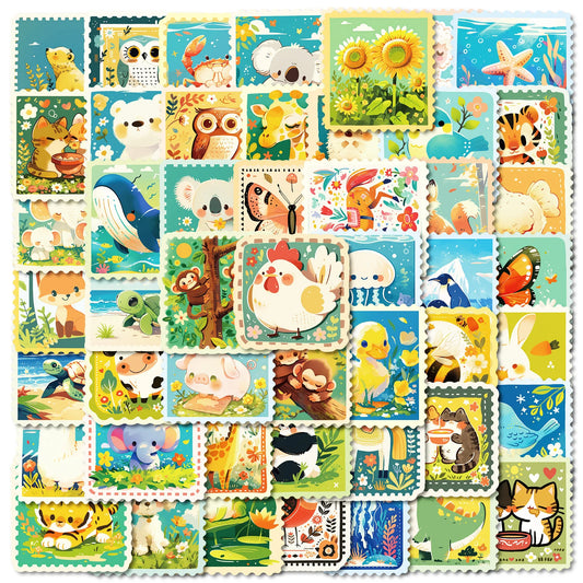 50Pcs Cute Animal Cartoon Stickers for Helmet, Wall, Desktop Decoration