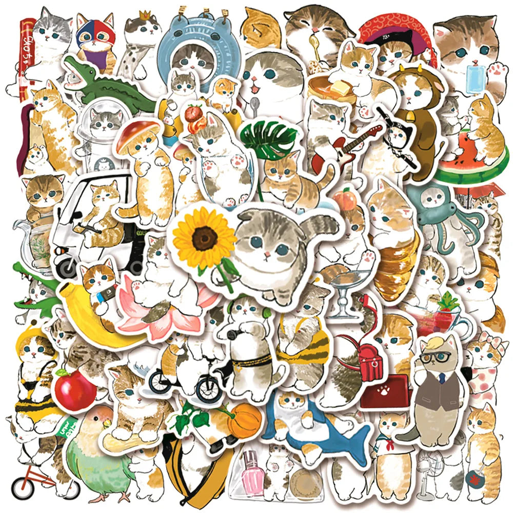 10/30/50PCS Cute Cartoon Cats Stickers Toys Kawaii Animal Decal Gift DIY Phone Laptop Bike Scrapbook Suitcase Waterproof Sticker