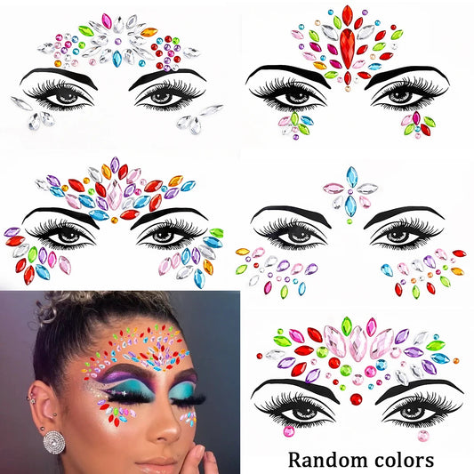 Rhinestone Face Stickers for Festivals & Mardi Gras