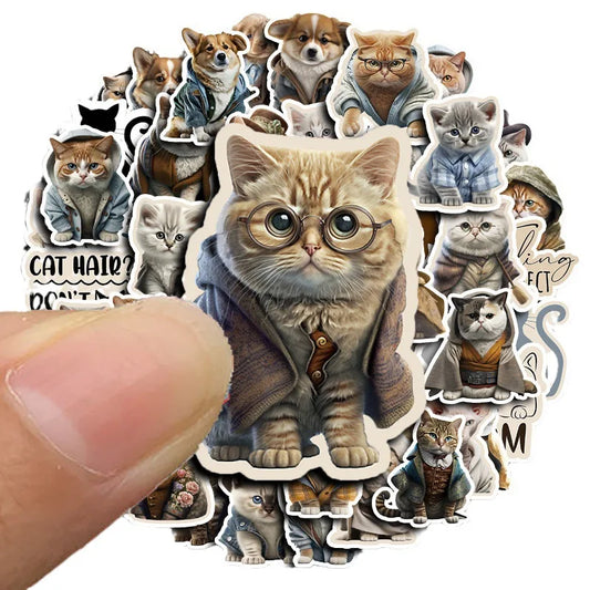 Cute Cat Cartoon Stickers for Phone Laptop Luggage Skateboard - 10/30/50PCS