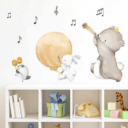 Boho Animal Music Wall Stickers Nursery Decor PVC