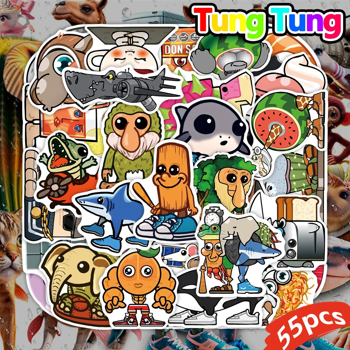 55 Cute Cartoon Stickers: Scrapbooking, Phone, Luggage Decals