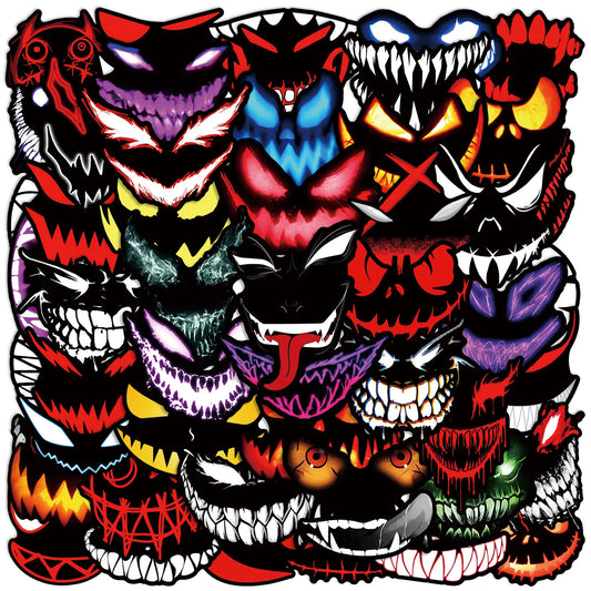Cartoon Scary Face Demon Meme Stickers PVC Waterproof Skateboard Notebook Decor